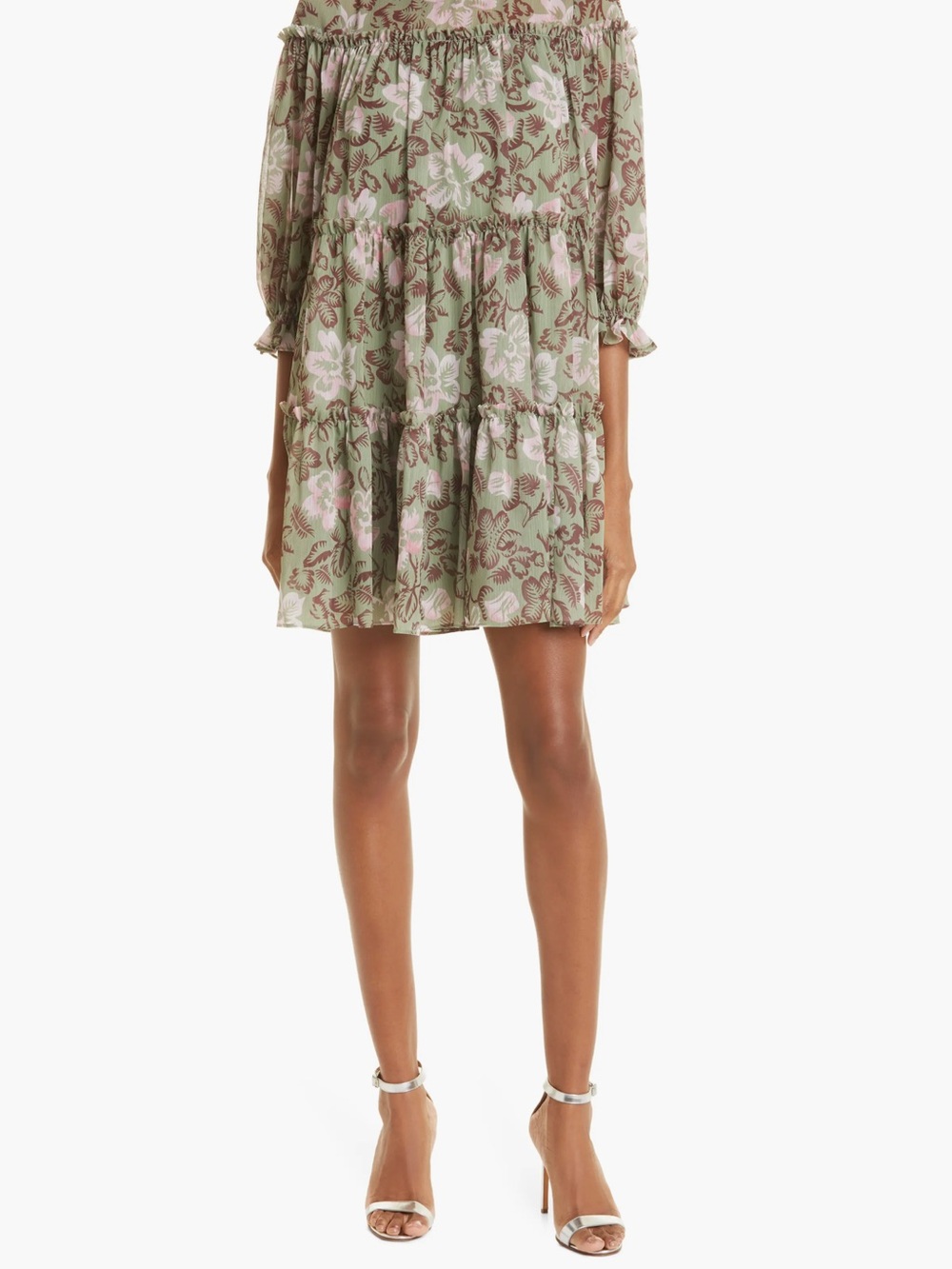 Ted Baker Bunnoo Floral Print long Sleeve there’s Georgette Dress size 4
